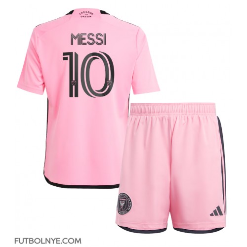 Camiseta Inter Miami Lionel Messi #10 Primera Equipación para niños 2024-25 manga corta (+ pantalones cortos)